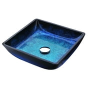 Anzzi S128 Kuku 15-1/8" Square Glass Vessel Bathroom Sink - Blue