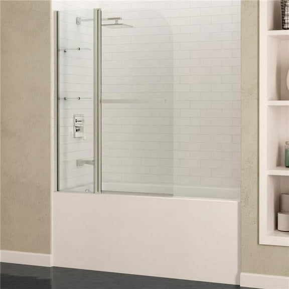 Galleon 48"W x 58"H Frameless Tub Door with TSUNAMI GUARD in Brushed Nickel