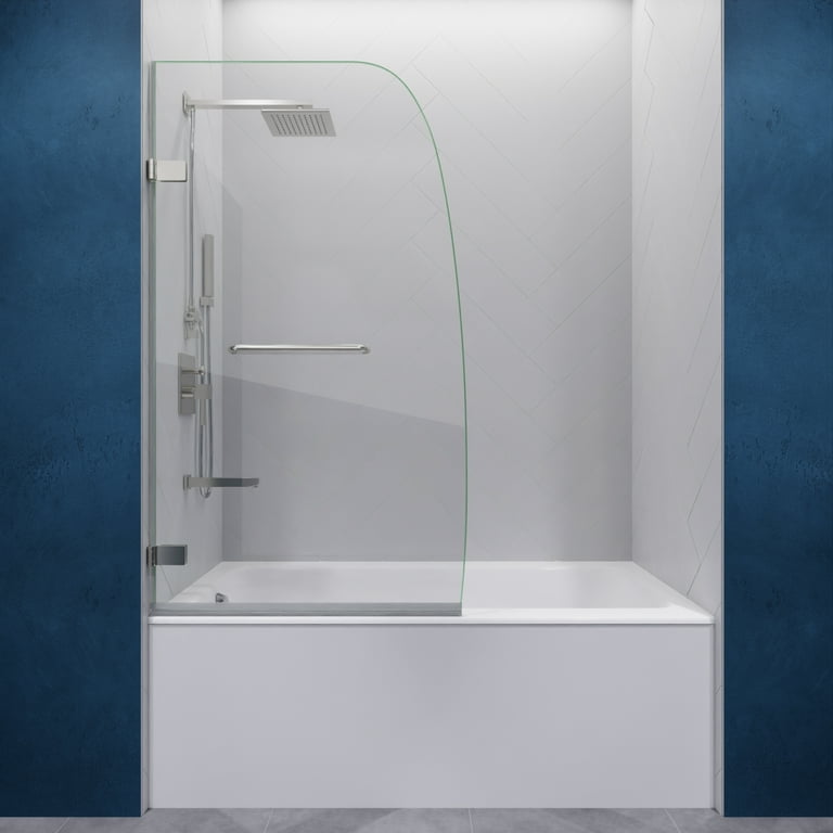 Vensea Series 34 in. x 58 in. Frameless Hinged Bathtub Door in Chrome Vensea Series 34 in. x 58 in. Frameless Hinged Bathtub Door in Chrome