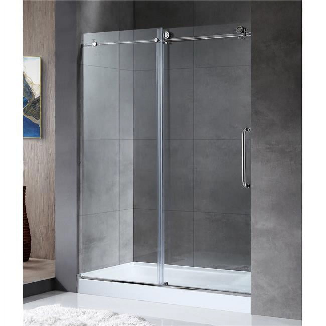 Leon 48" Polished Chrome Frameless Sliding Shower Door with Clear Glass