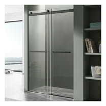 ANZZI Frameless Sliding Shower Door Kahn Series with Horizontal Handle 60 x 76 in. Matte Black