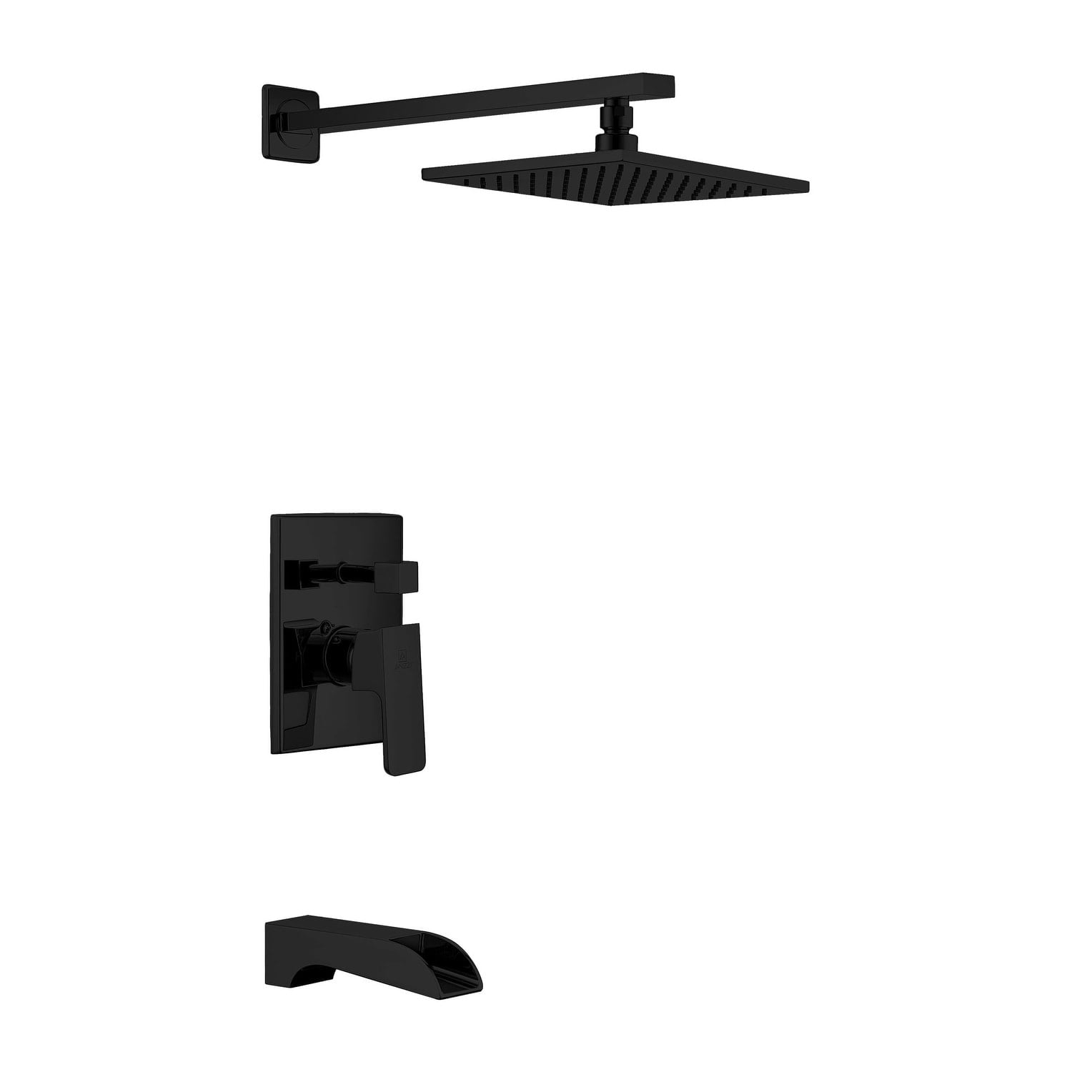 Matte Black Brass Square Wall Mounted Shower Faucet