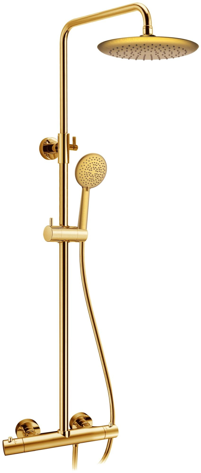 Brushed Gold Heavy Rainfall Stainless Steel Shower System with Hand Sprayer