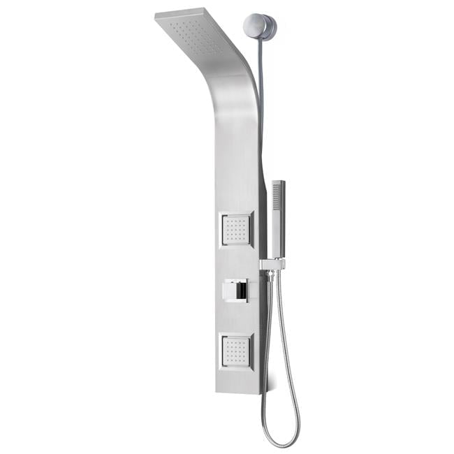 Aura Brushed Steel Shower Panel with Rain Shower Head