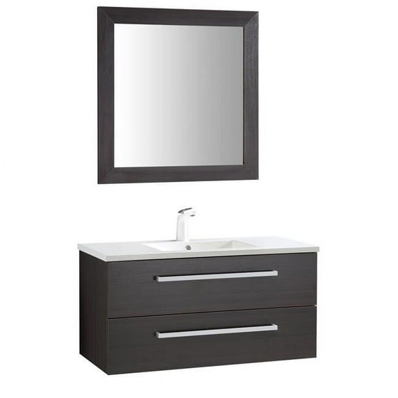 Anzzi V-CQC006-39 20 x 39 x 18 in. Conques Bathroom Vanity Set, Rich Umber