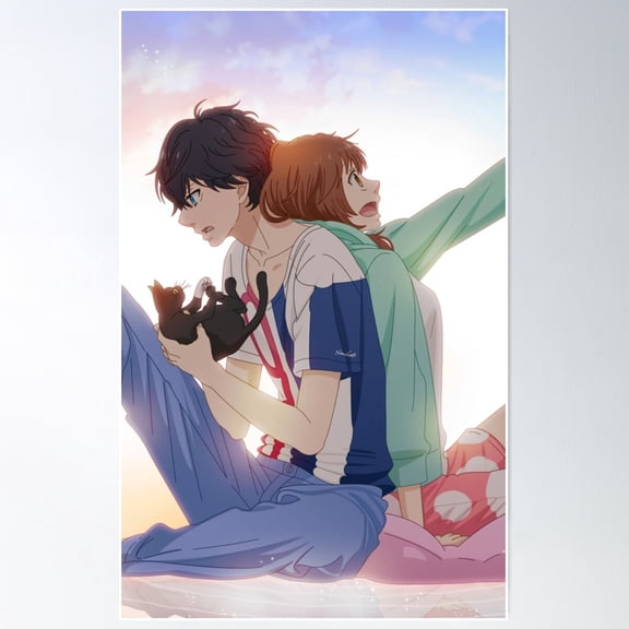 Ao Haru Ride Blue Spring Ride With Cat Poster Wall Art, Modern Wall Decor For Living Room Bedroom, 8x12 UNFRAMED