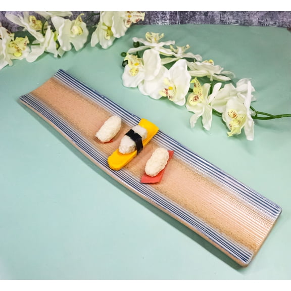 Ao Nagashi Collection Large 16.5" Elongated Rectangular Wavy Serving Platter