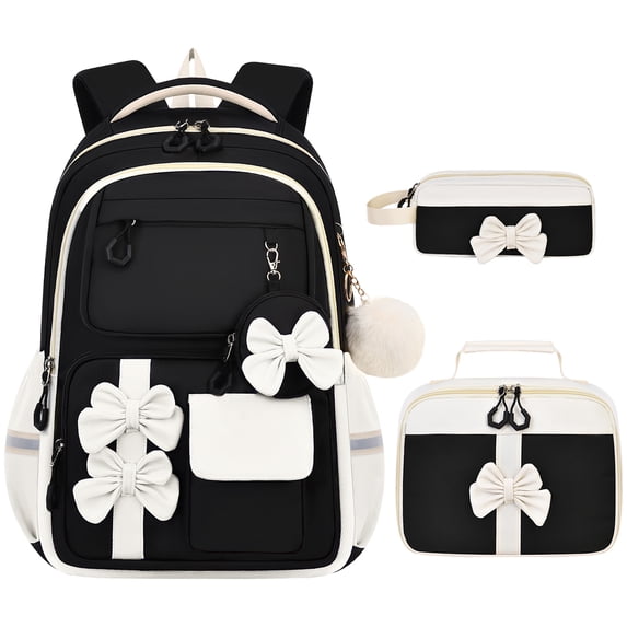 AoDai Belted girl's schoolbag set - Large capacity student backpack with pen holder and handbag for storage