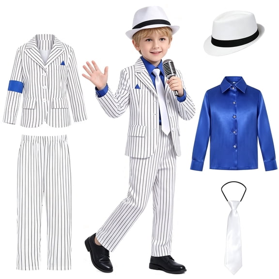AoDai Children's retro striped suit performance outfit, boy's recitation chorus stage costume, Halloween party cosplay formal dress