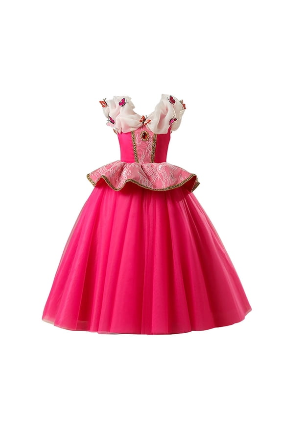 Girls Sleeping Princess Aurora Dresses Cosplay Aurora Costume Halloween Birthday Party Dress