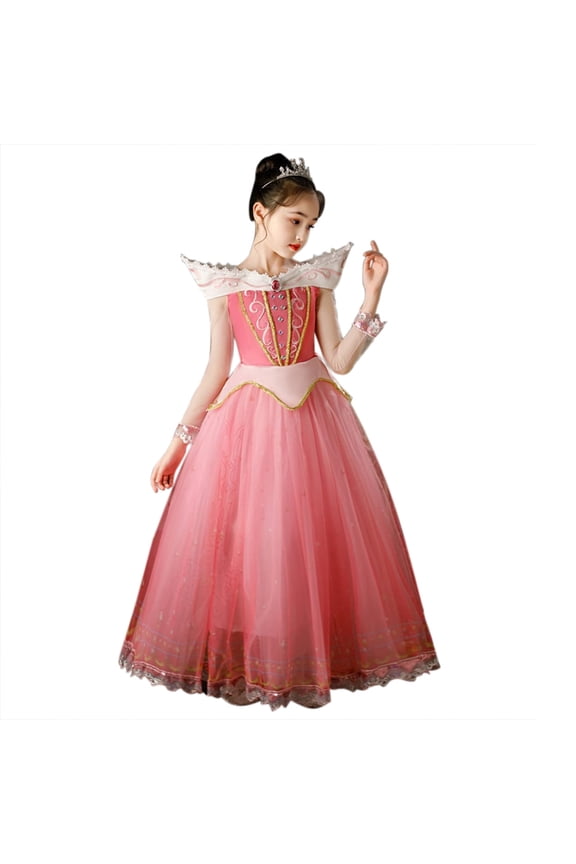 Girls Sleeping Princess Dress Aurora Costume for Halloween Christmas Fancy Birthday Party