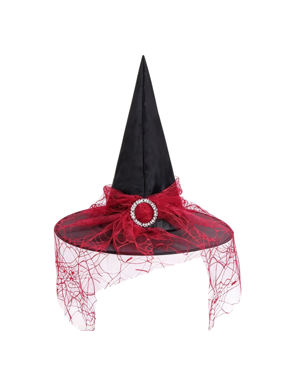 Halloween witch hat for women, adult pointed-top wizard hat, netted witch hat, suitable for Halloween and witch-themed scenes