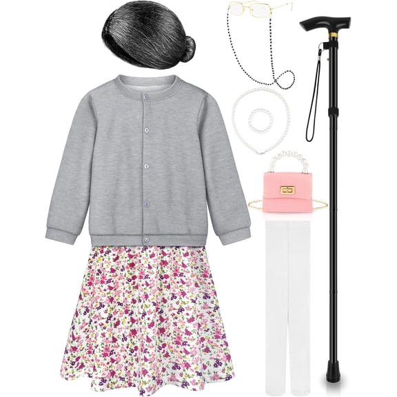 AoDai Old Lady Children's Clothing 100-Day School Uniform Suitable for Girls 100-Day School Grandma Dress Accessories