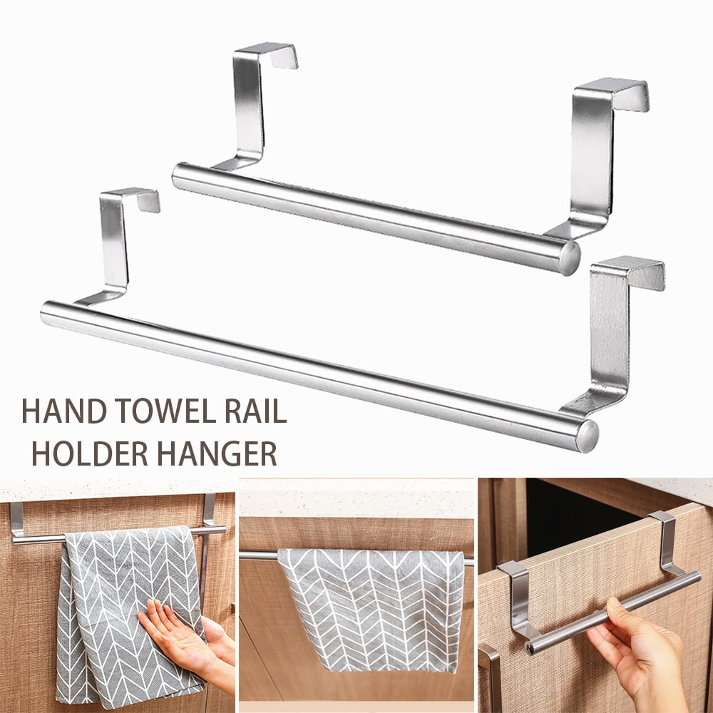 AoHao 2 Pack Stainless Steel Over Door Towel Rack Bar Holders Kitchen