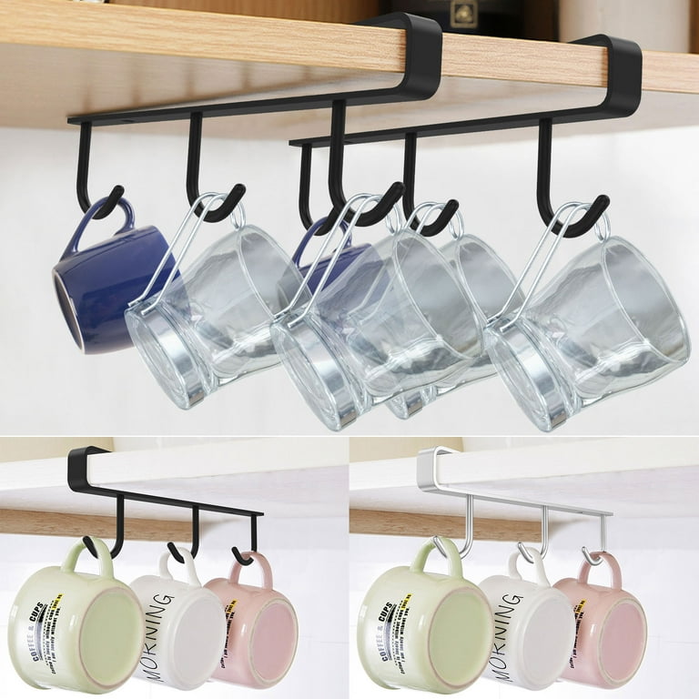 Kitchen Storage Hook Mug Cup Hanger Organizer 6 Hooks Shelf