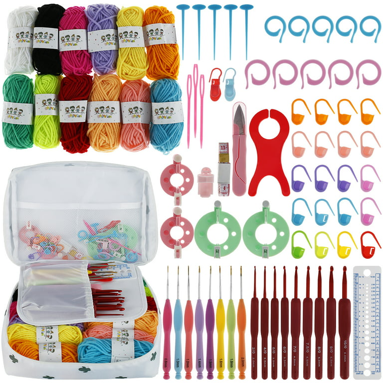Aohao 79/82Pcs Crochet Kits for Beginners Colorful Crochet Hook Set with Storage Bag and Crochet Accessories Ergonomic Crochet Kit Practical Knitting