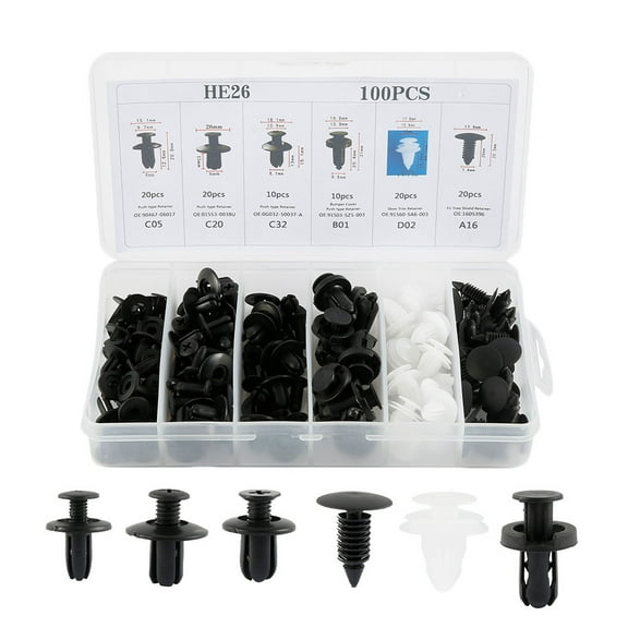 AoHao Auto Fastener Clips, 100pcs Car Plastic Rivets, Car Clips Bumper Fasteners Rivet Clips Expansion Screws Replacement Kit