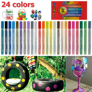 24 Colors Dual Tip Acrylic Paint Pens Markers, Paint Pens for Rock Painting,  Wood Slices, Canvas, Stone, Glass, Easter Egg, Ceramic Surfaces, DIY Crafts  Making Art Supplies(Fine Tip & Medium Tip) 