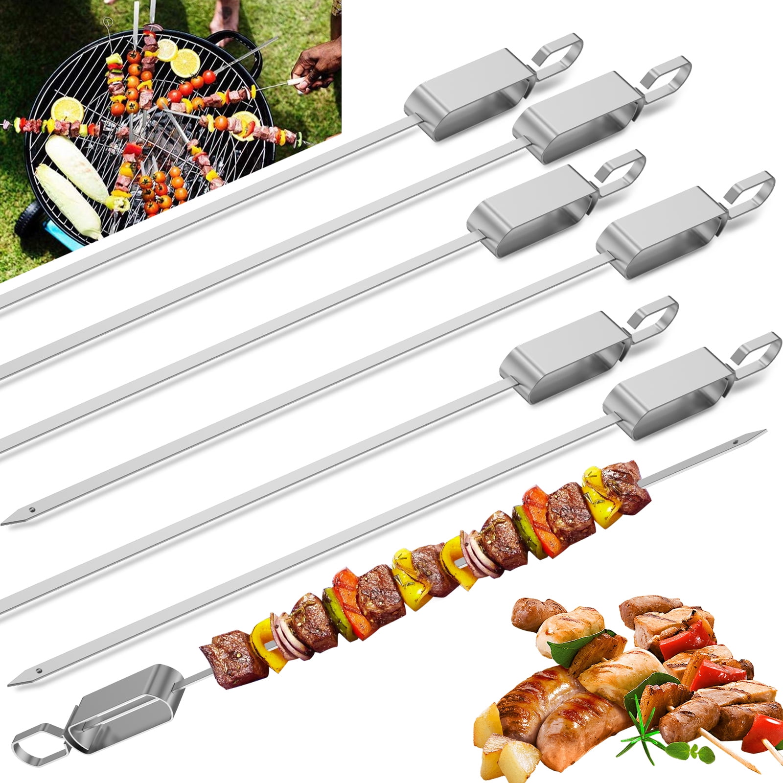 AoHao Skewers,Barbecue Skewers, 10 Pieces Metal Skewers for Grilling