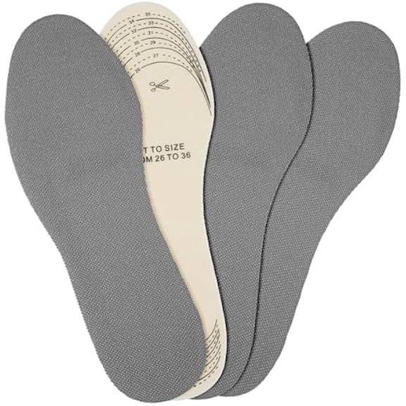 AoVoTo 2 Pairs Kids Insoles for Sneakers Children Memory Sponge Insoles, Cuttable Comfort Insert, Washable Replacement Breathable Latex Shoe Sole Children Replacement Insole for Support Shock(Gray)