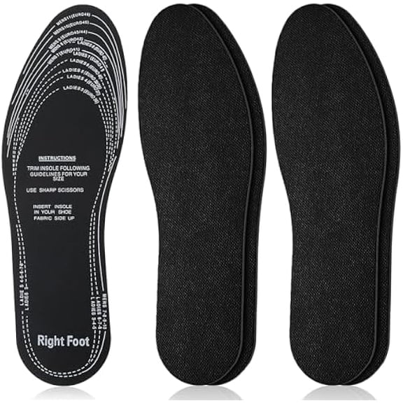 AoVoTo 2 Pairs Shoe Insoles Soft Latex Breathable Shoe Filler Replacement Non-Woven Fabric Pads Inserts for Women Men Kids Flat Sneakers (Black)