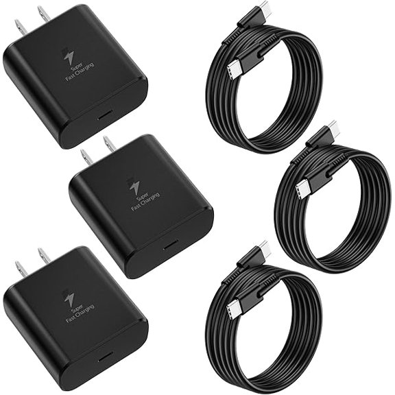 AoVoTo 2026 New 45W USB C Super Fast Charger 3-Pack with 3 Cables, Super Fast Charging for Samsung Galaxy S25/S24/S23/S22, Note 20, Google Pixel, Home Office Travel Set