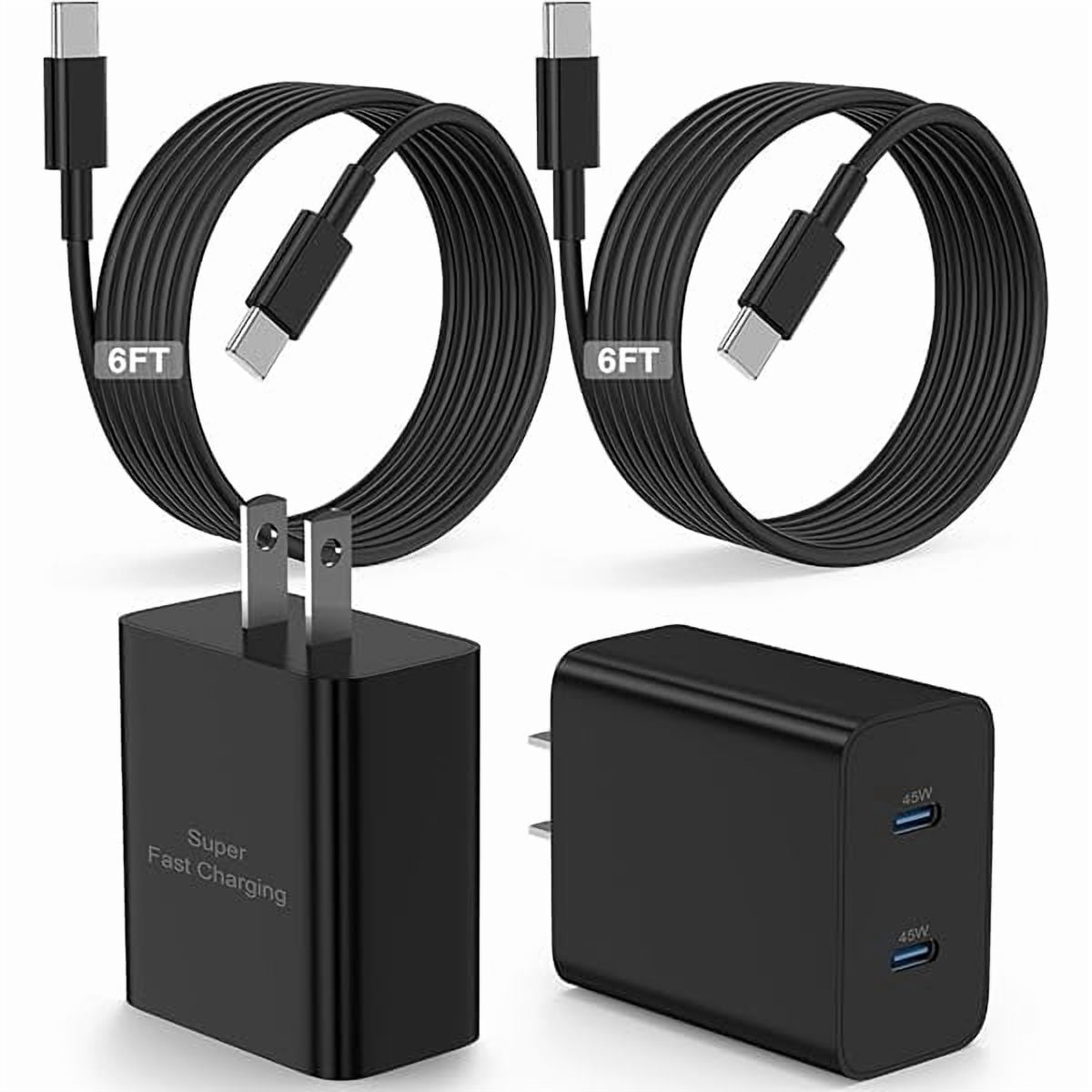 AoVoTo 45W Super Fast Charger USB C, 2-Pack Dual Port Type C Charger Fast Charging,with 6/6FT Cable&Cord for Samsung Galaxy S25 Ultra/S24 Ultra/S23/S22/S21/S20+, iPhone16/15