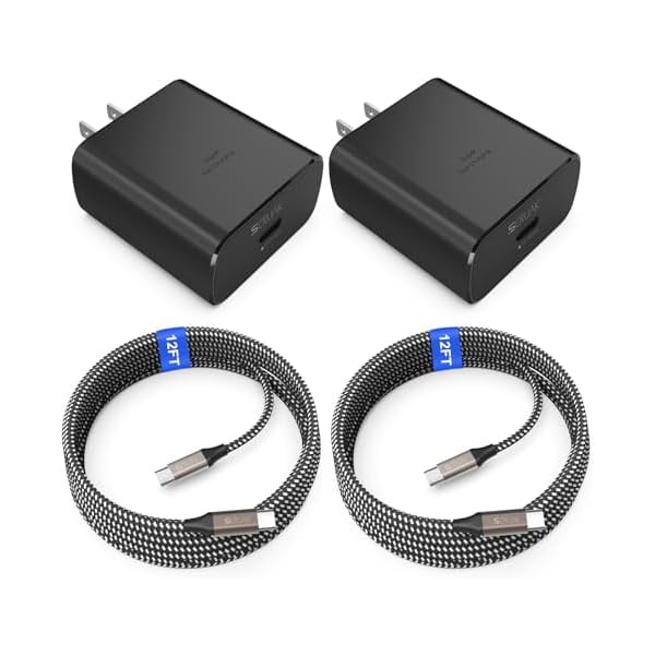 AoVoTo 45W USB-C Charger, 2-Pack 45 Watt Super Fast Charger Type C Wall Charging Block with 2X 12FT Type C Cable for Samsung Galaxy S25 Ultra/S25/S25+/S24 Ultra/S23+/S23/S22/S20,Note 10/20,Tab S9/S8
