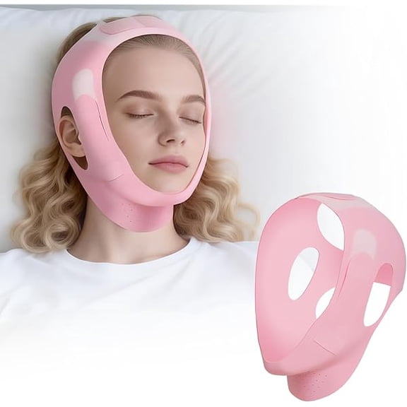 AoVoTo Anti Snore Chin Strap Upgraded Cool Edition, Adjustable Chin Strap for Sleeping,Anti Snore Solution,Adjustable and Breathable Stop Snoring Head Band for Men Women, Pink
