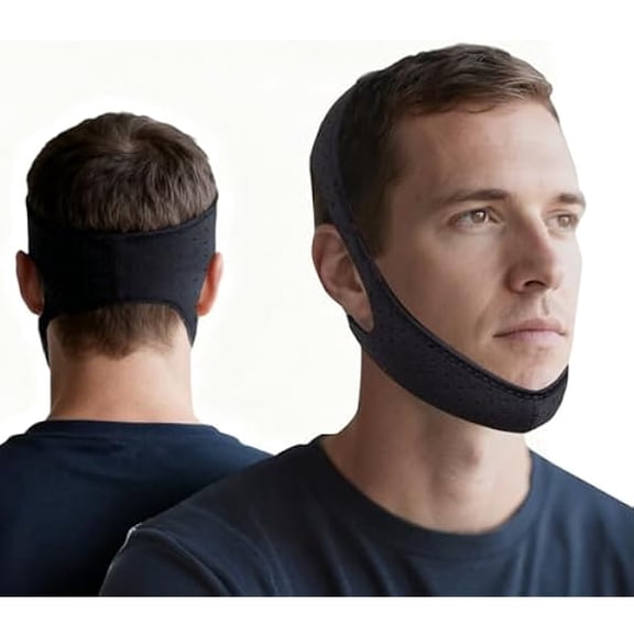 AoVoTo Chin Strap for CPAP Users with 4-Side Adjustment,Anti Snoring Chin Strap for Sleeping Comfortable Stop Snoring Solution, Anti Snoring Devices Breathable and Durable,Snore Stopper,M,Black