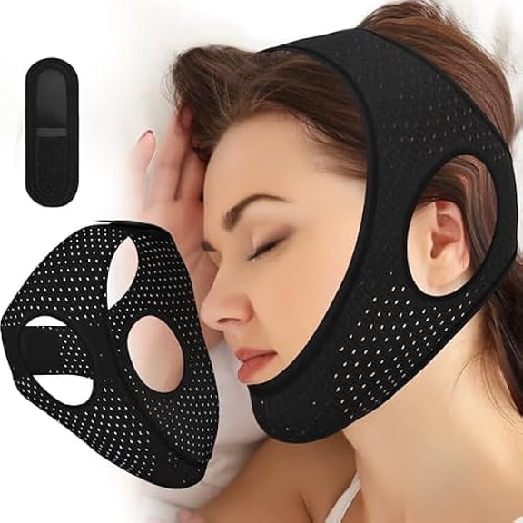 AoVoTo Chin Strap for Sleeping, Effective Anti Snoring Devices, Airflow Jaw Strap for Sleep Apnea Breathable and Comfortable, Adjustable Anti Snoring Chin Strap for Men and Women