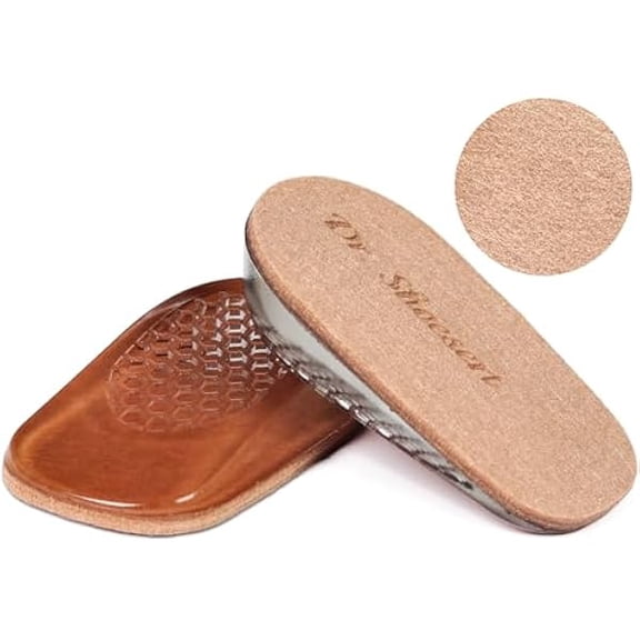 AoVoTo Height Increase Insoles for Men and Women, Wool Felt Gel Heel Cushion Inserts for Leg Length Discrepancy, Shock-Absorbing Shoe Lifts for Heel Pain Relief (Large (1.0" Height), Apricot)