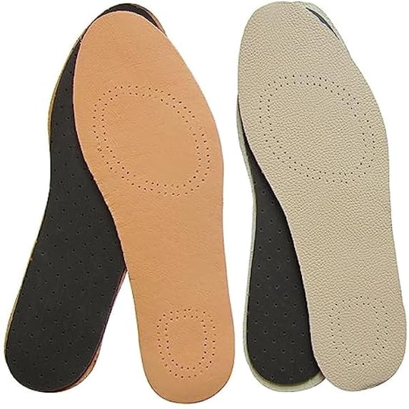 AoVoTo Leather Insoles for Women Brown Ultra-Thin Leather Inserts for Women Activated Carbon Insoles for Odor Eaters and Sweat Absorbing Comfortable Cushion Sole Liners Replacement for Flats