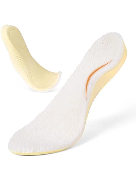 Sheepskin Insoles Women Men Wool Insoles with Arch Support, Fleece Boot Inserts Replacement for Slippers W9