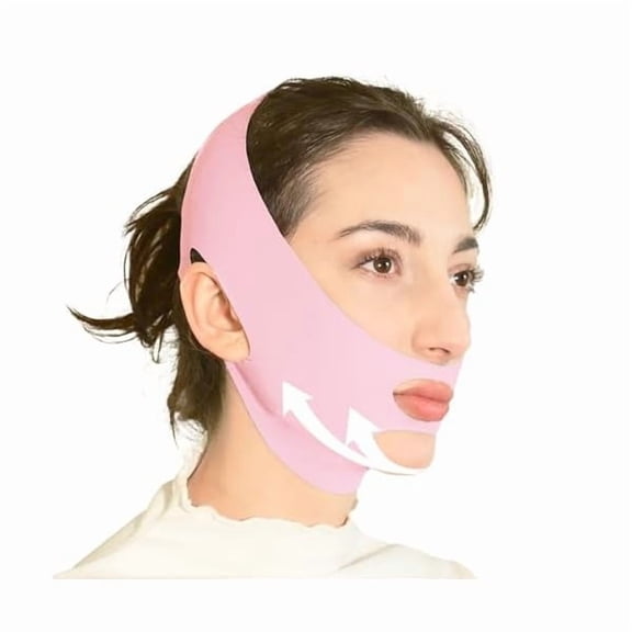AoVoTo V Line Lifting Mask Chin Strap for Sleeping, Face Lifting Strap, Chin Strap, V Line Mask, Jawline Shaper, Jaw Strap, Double Chin Reducer, Face Lift Tape & Snoring Solution (Pink-)
