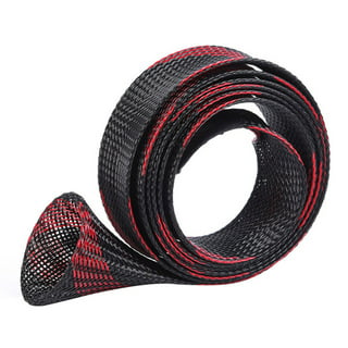 Uxcell 1.7m Black Red Fishing Rod Sleeve Rod Sock Cover Braided Mesh Rod Protector 2 Pack