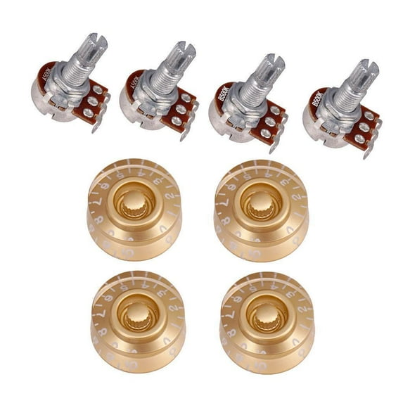 Aoanydony Guitar Speed Control Knobs and 18mm Long Shaft Potentiometer 500K Golden