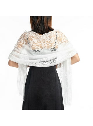 White Wedding Scarf Stole in Dotted Mesh for Women 