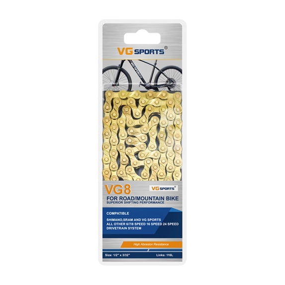 Aoanydony Stylish Enhanced Safety Carbon Steel Bicycle Chain For Easy Riding Mountain Bike Chains gold 8 Speed