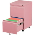 thumbnail image 1 of Aobabo 2 Drawer File Cabinet with Wheels, Lockable Metal Filing Cabinet for Home Office, Legal/Letter Size, Fully Assembled Except Wheels, Pink, 1 of 17
