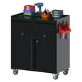 Aobabo 35.43'' H Metal Storage on Wheels with 2 Drawer, Rolling