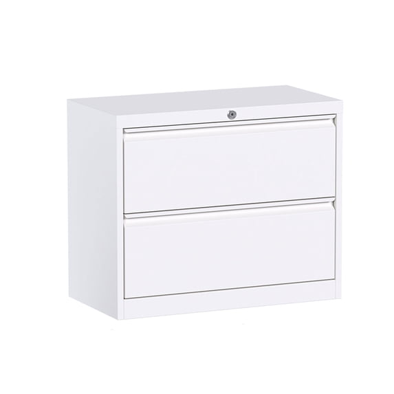 Aobabo 35" Locking 2 Drawer Metal Filing Cabinet, Fully Assembled, White