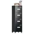 thumbnail image 1 of Aobabo 4 Drawer File Cabinet with wheels, Metal Vertical File Storage Cabinet with Lock, Office Home Steel Vertical File Cabinet for A4 Letter /Legal Size Assembly Required (Black), 1 of 10