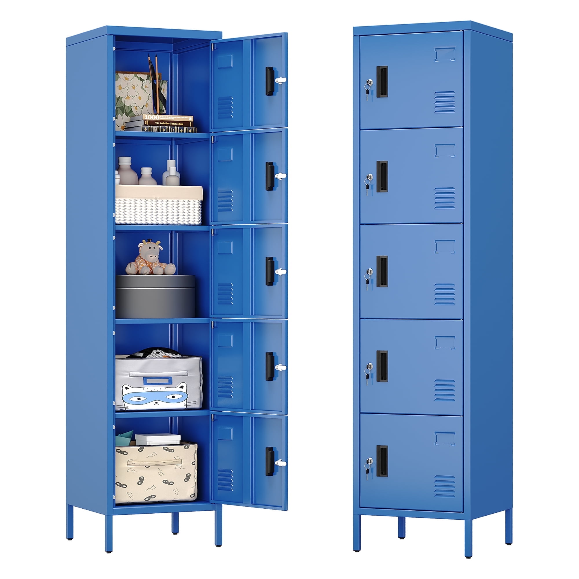 MIOCASA Single-Door Metal Locker Cabinet – Lockable Storage With Shelves, 15.7"W X 13.8"D X 34.6"H, Purple – Ideal For Bedroom, School, Or Gym