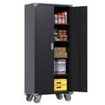 thumbnail image 1 of Aobabo 72 Inch Rolling Locking Storage Cabinet w/ Adjustable Shelves, Black, 1 of 7