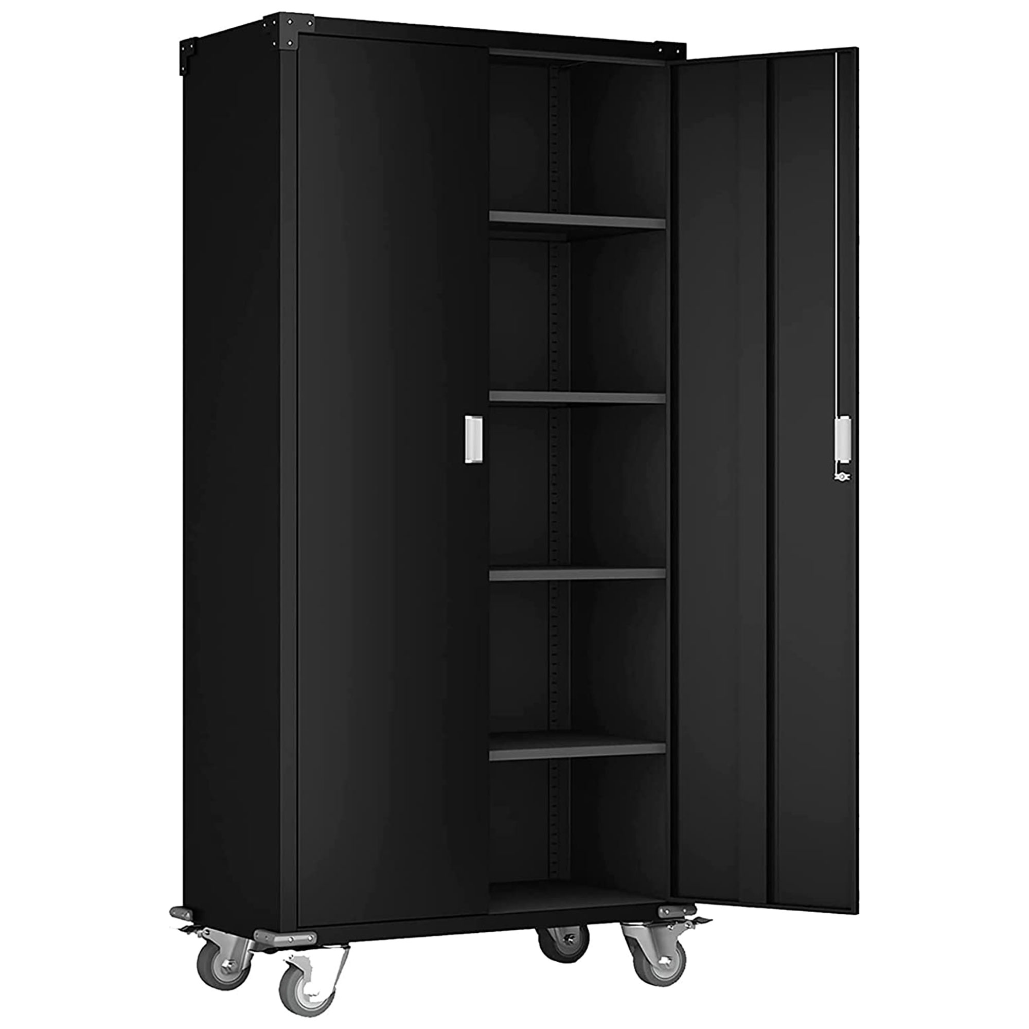 Aobabo 72 Inch Rolling Locking Storage w/ Adjustable Shelves