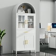 thumbnail image 1 of Aobabo 73'' H Metal Arched Storage Display Cabinet, Arch Kitchen Pantry Storage Cabinet with Drawer, Arched Bookcase with Glass Door for Living Room, Office, Assembly Required, White, 1 of 7