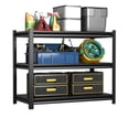 thumbnail image 1 of Aobabo Garage Shelving, 3 Tier Adjustable Metal Shelving, 31.5"×39.4"×19.7", 1200LBS Heavy Duty Storage Shelving for Garage Warehouse, Basement, Industrial Utility Yard, Black (3-Tier), 1 of 7