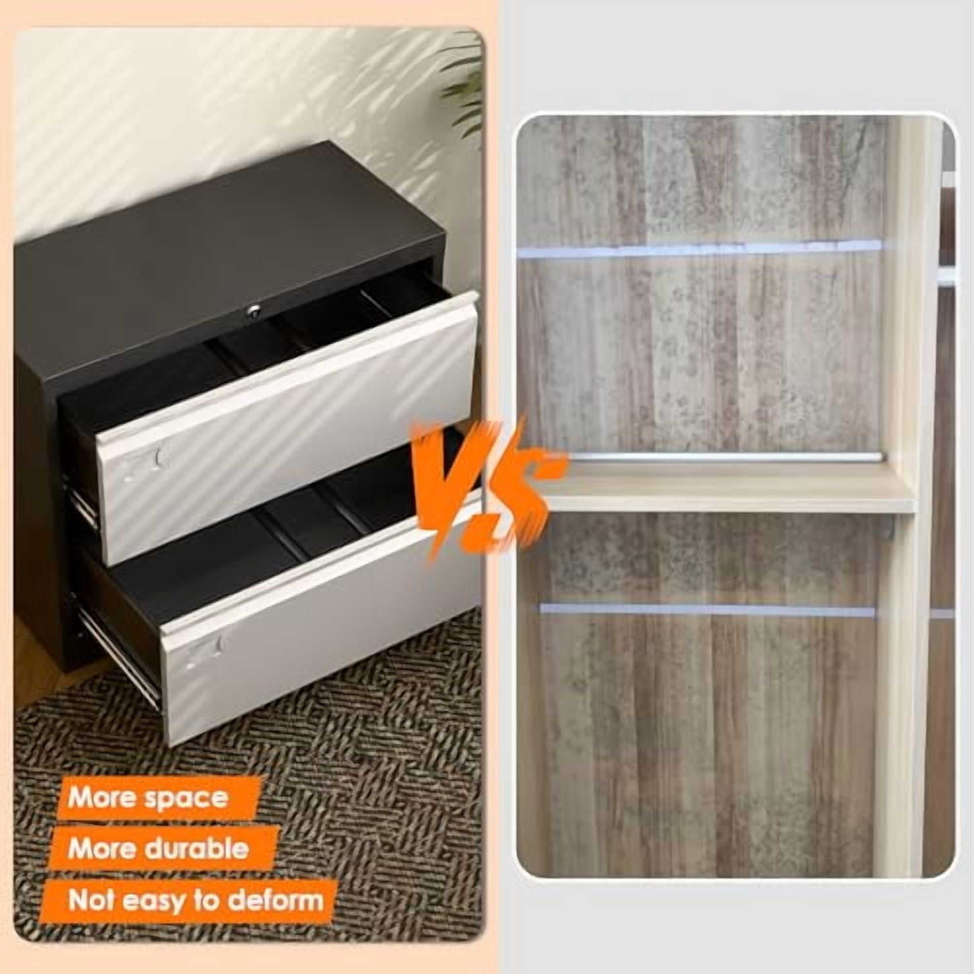 Aobabo Metal 2 Drawer Lateral File Cabinet with Lock, Large Deep Drawer ...