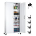 thumbnail image 1 of Aobabo 73" H Metal Storage Cabinet on Wheels for Garage, Locking Metal Storage Cabinet with 4 Shelves, Rolling Tool Storage Cabinet on Wheels, White, Assembly Required, 1 of 10
